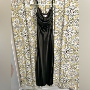 Revelry Skye Satin Bridesmaid Dress-Deep Olive